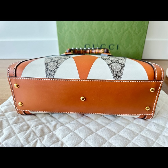Gucci Diana Leather Bamboo handle Small Tote bag in two tone geometric - Picture 6 of 16
